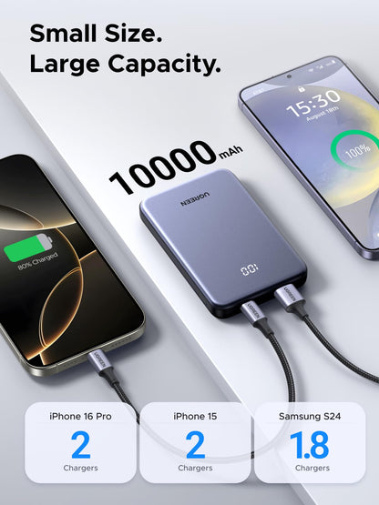 UGREEN Power Bank 10,000mAh 22.5W, Compact Portable Charger USB-C PD3.0 Travel Fast Charging Battery Pack with Digital Display for iPhone 17/16/15/14/13/12 Pro Max, Galaxy S25/S24 Ultra