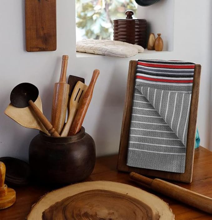 Urban Villa Kitchen Towels Waffle Stripes Dish Towels