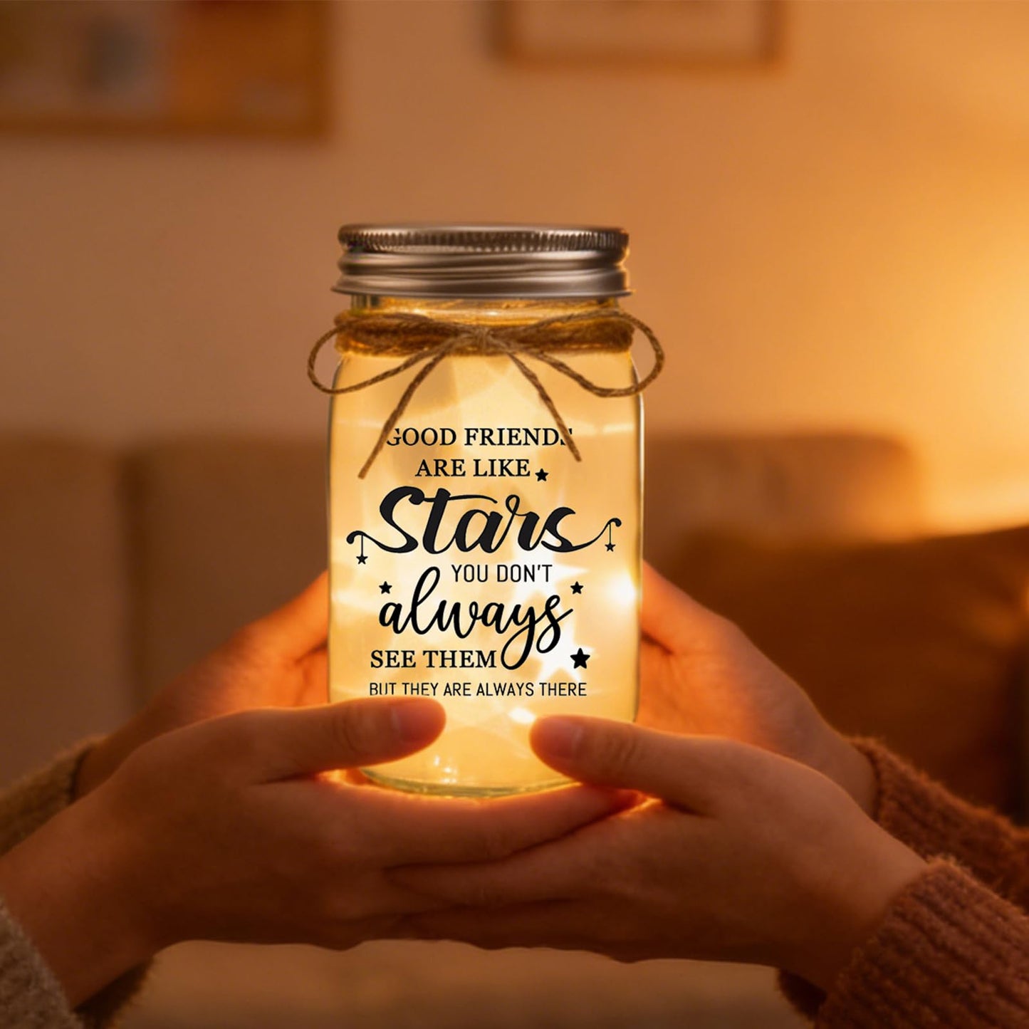 COZITED Friendship Gifts for Women - Good Friends are Like Stars Mason Jar Night Light, Unique Best Friend Birthday Gifts for Women Friends Christmas Valentine's Mother's Day Long Distance Gift