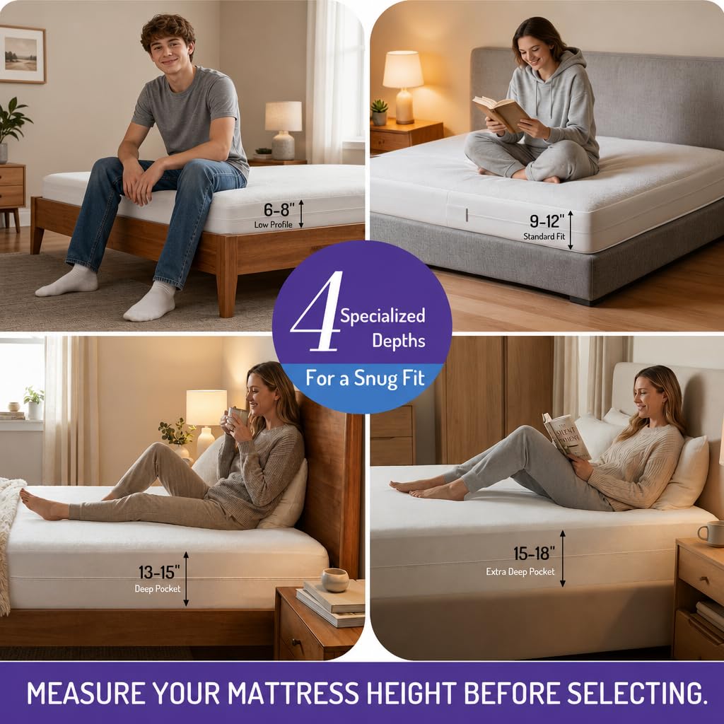 Degrees of Comfort Bed Bug Mattress Cover Twin Size - 13-15" Deep Pocket 3M Scotchgard Waterproof Zippered Encasement Protector, Breathable Cotton Terry Top