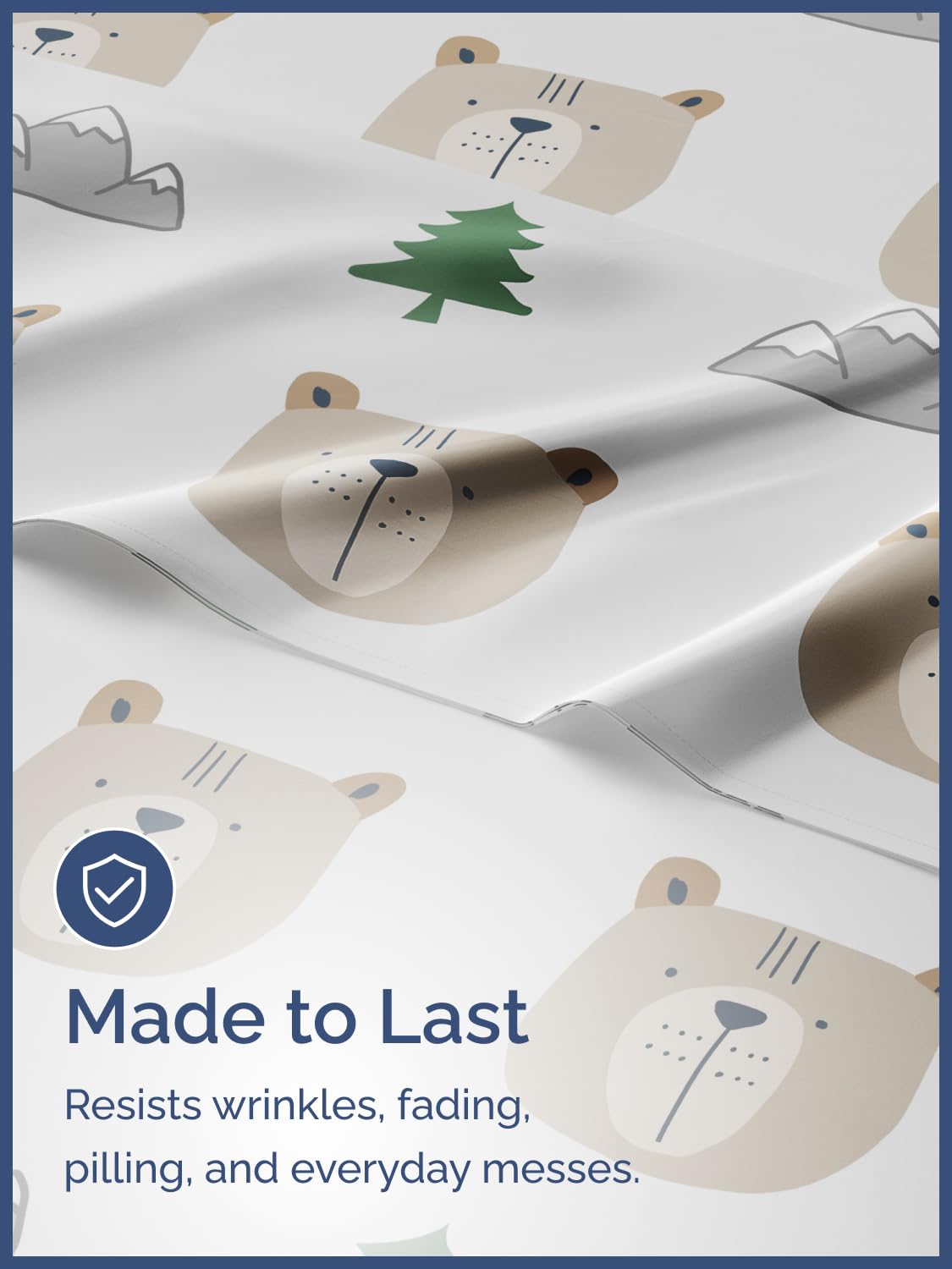 Kids Full Size Bed Sheet Set - 4 Piece Kids Loft Bed Sheets - Bear Forest Nature Themed Bedding - Soft, Cute - Breathable and Machine Washable - Cute Animal Bed Set for Boys, Girls, Teens and Toddlers