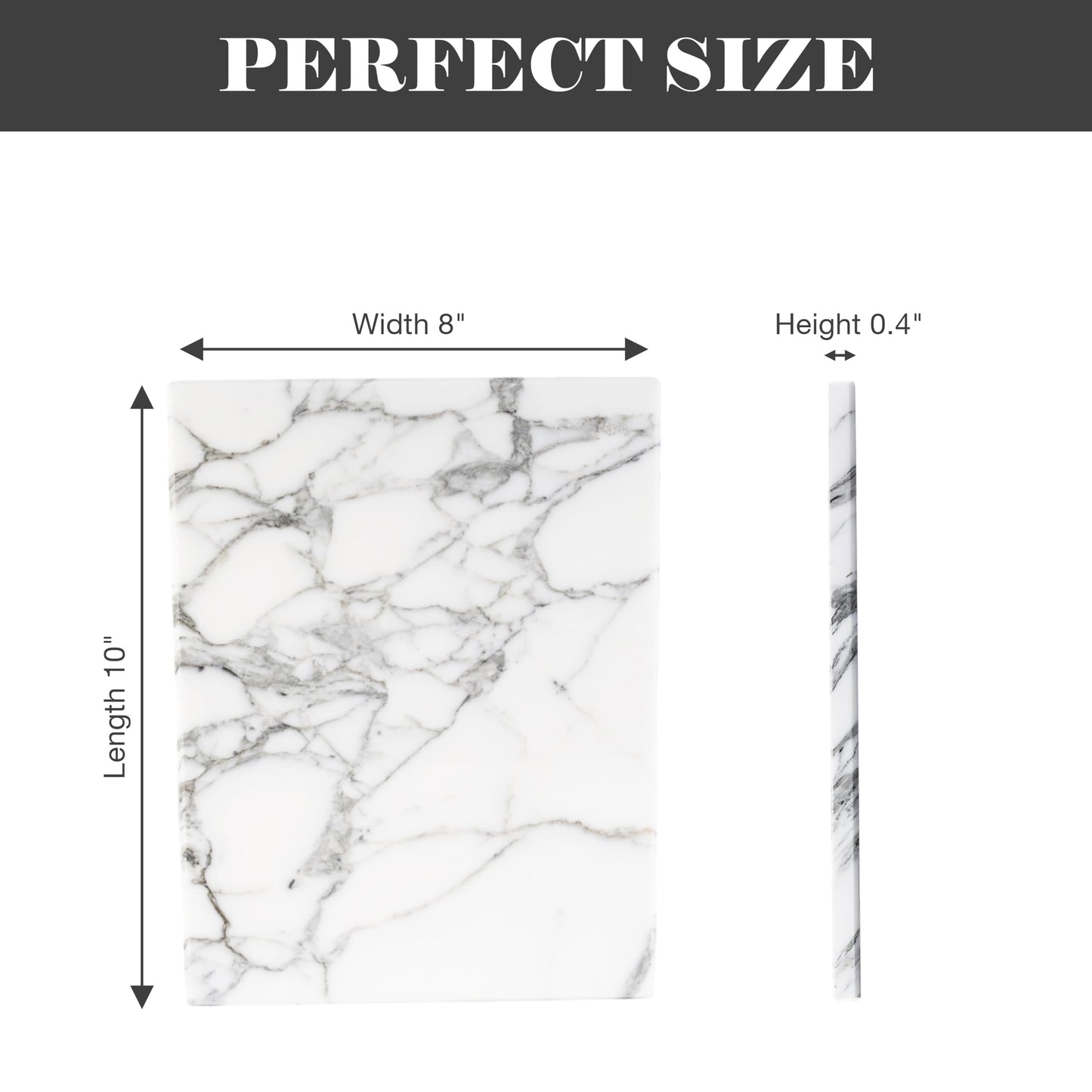 Natural Marble Board for Kitchen - 10" x 8" Stone Slab, Marble Cheese Pastry Board for Counter, Bathroom Trays, Serving Tray Jewelry Candle Plate (Arabescato)