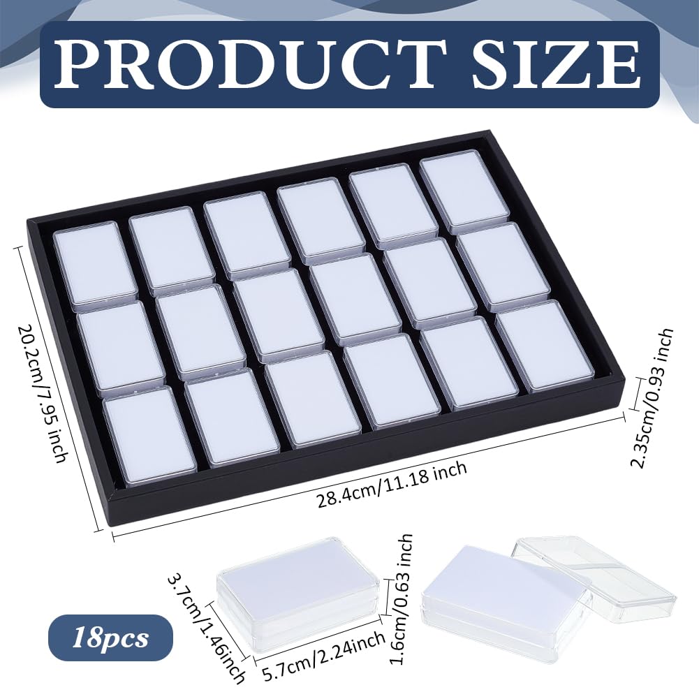 PH PandaHall Gemstone Display Case 18pcs 2.24"x1.46" Diamond Storage Box Gem Display Tray Small Jewelry Organizer Container Gem Jars with Sponge for Collectibles Rhinestone Crystal Beads Small Item
