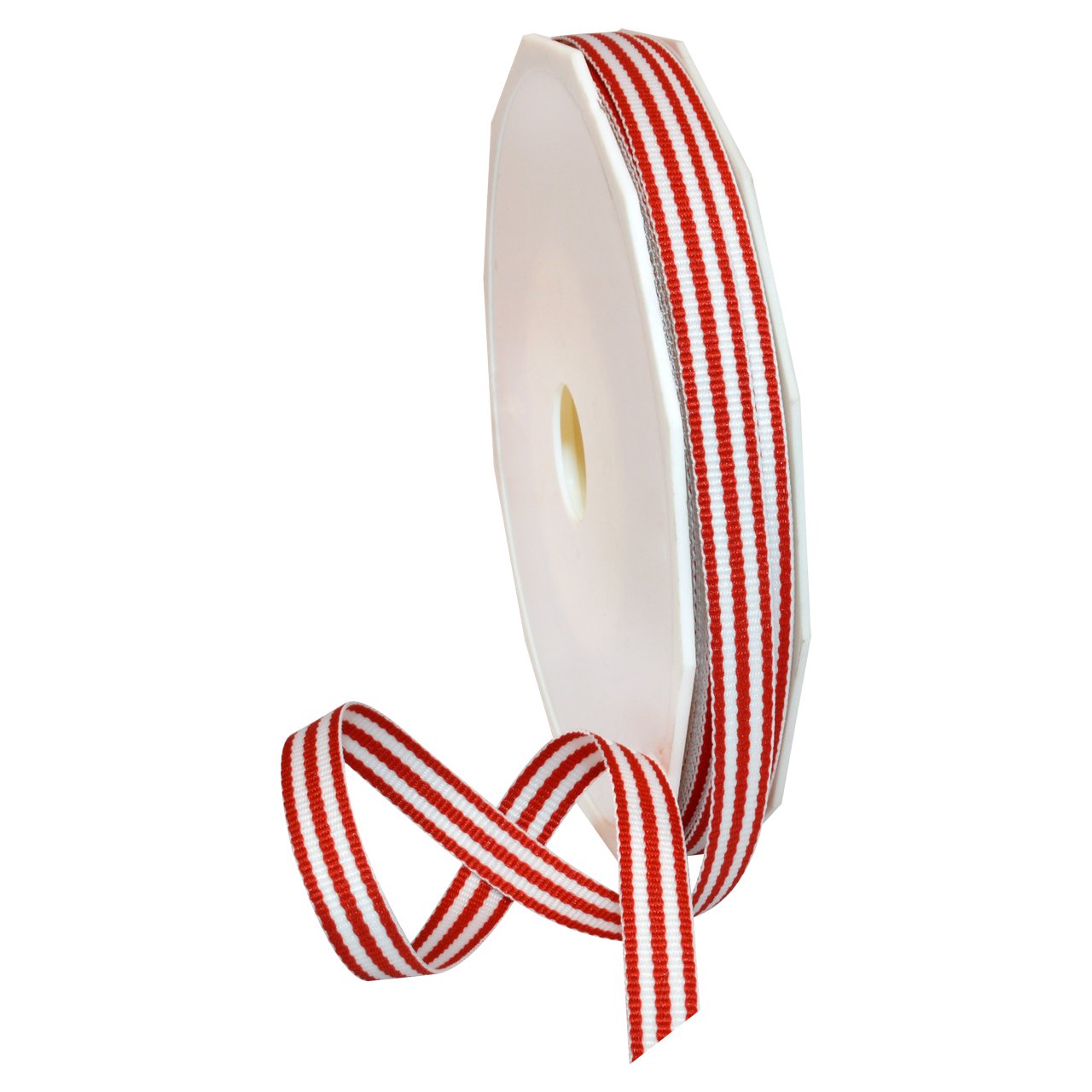 Morex Ribbon Striped Polyester Grosgrain Ribbon, Party Decorations, Gift Wrapping, Fun Patterns, 3/8" by 20 yd., Red
