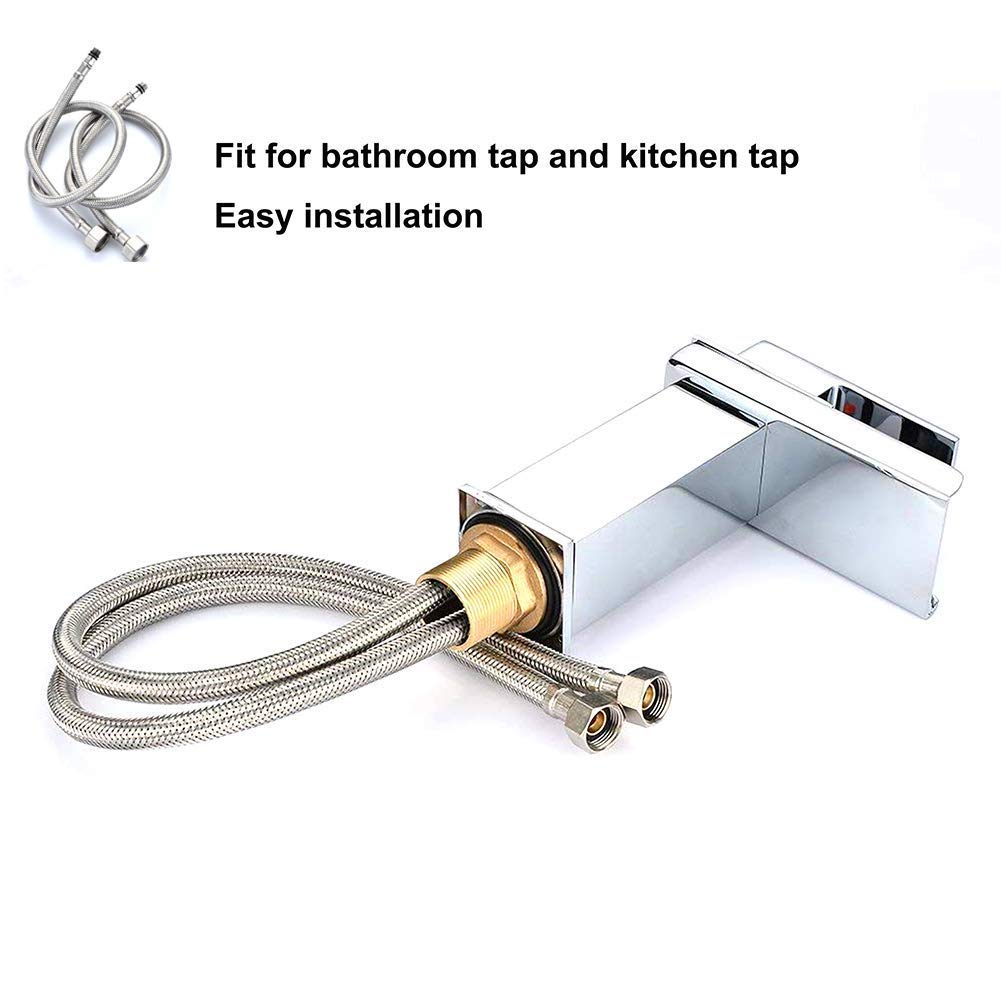 Pack of 2 Kitchen/Basin Monobloc Mixer Tap Connectors Flexi Pipes Tails British Standard Pipe M10 x1/2 Fitting 600mm Long