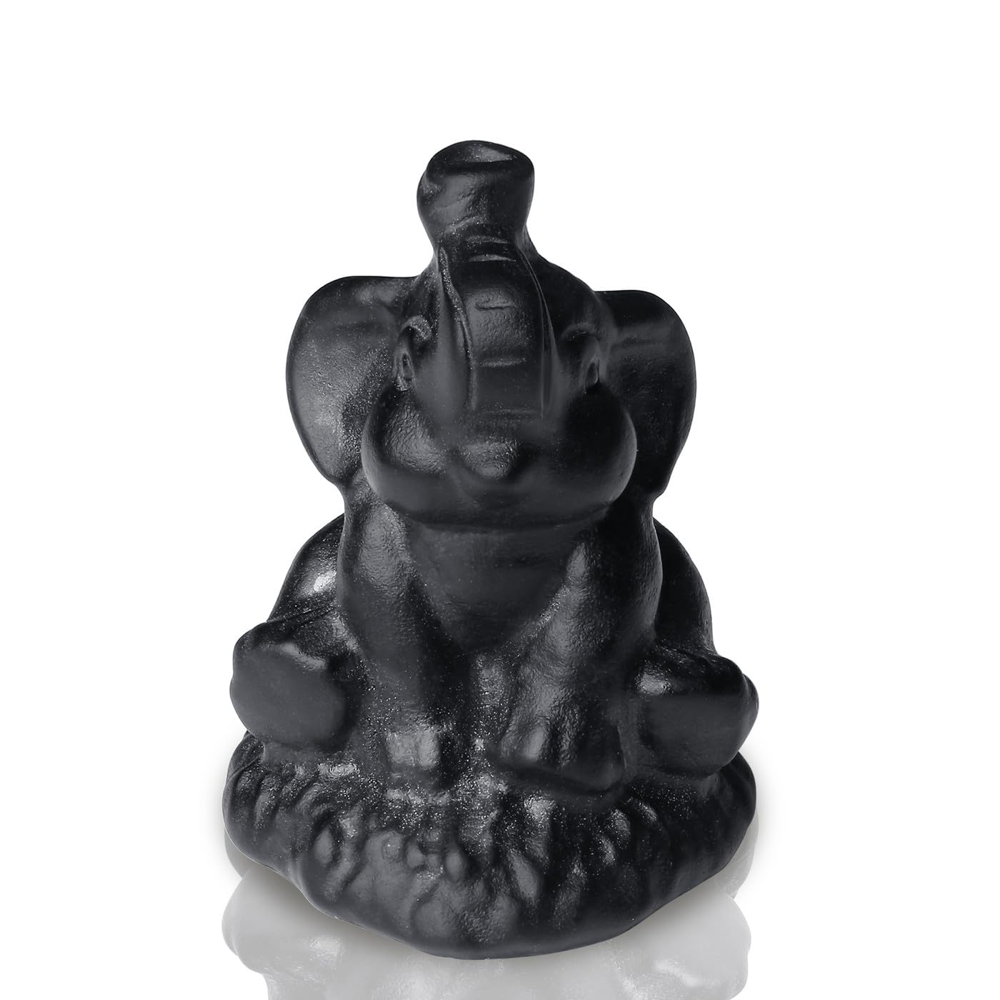 ZHIYUXI 2.2" Crystal Elephant Figurine, Black Crystal Elephant Statue Decor for Home Office Shelf, Housewarming Good Luck Gifts for Women Men, Small Sculpture for Desk & Living Room Decoration
