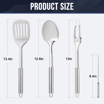 THTYBROS Portable Camping Kitchen Utensil 34 Pcs Set- Cookware Kit, Stainless Steel Outdoor Cooking and Grilling Utensil Organizer Travel Set Perfect for Travel, Picnics, RVs, Camping, BBQs, Parties
