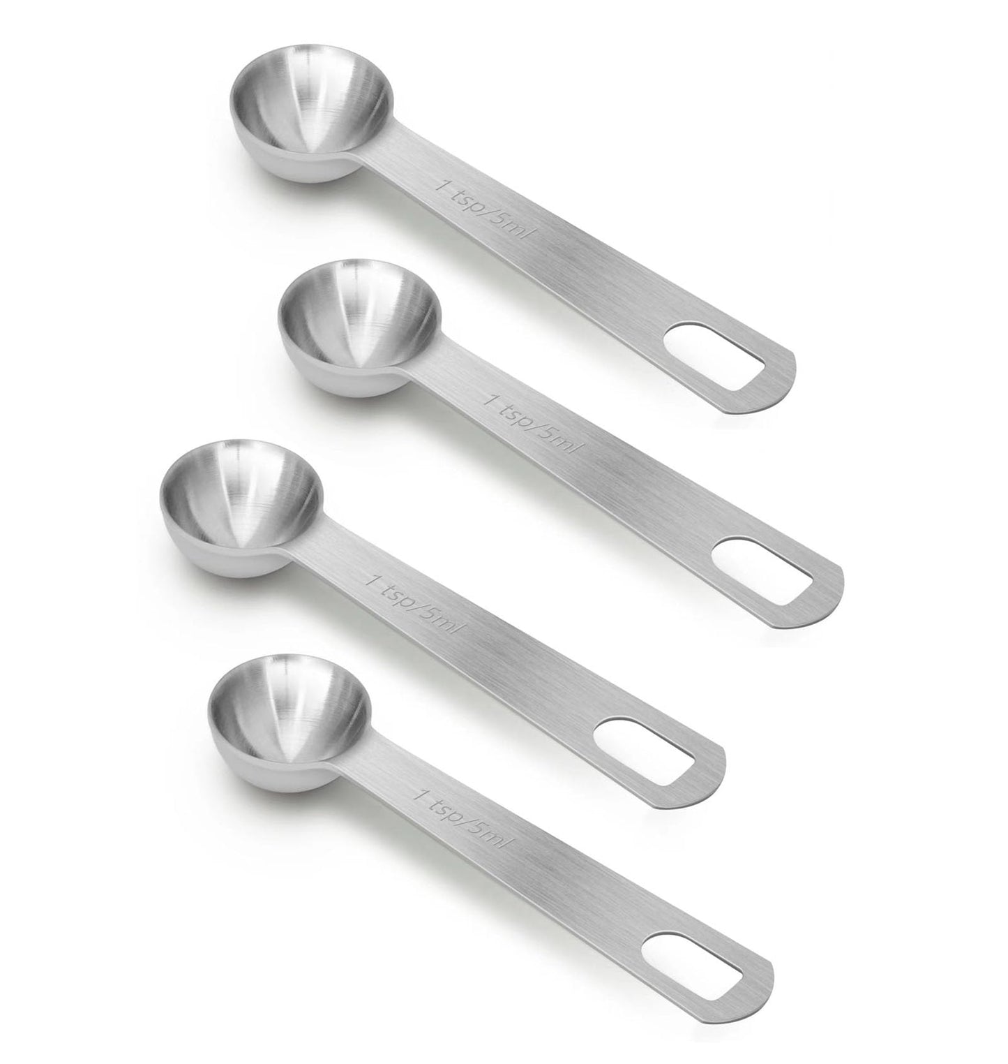 4 PCS 1 Teaspoon(5 mL | 5 cc | 1 Tsp | 1/3 Tablespoon) Stainless Steel Single Measuring Spoon, Easy to Use and Easy to Wash Metal Measuring Spoons Kitchen Gadgets for Cooking & Baking