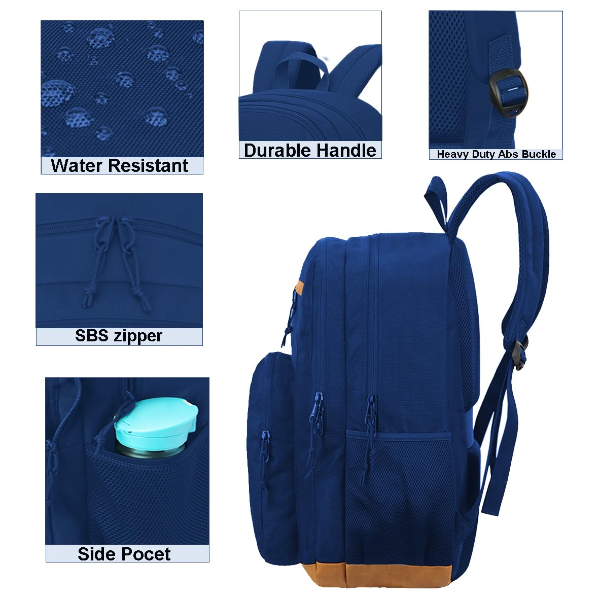 KEOFID Classic School Backpack for Boys and Girls Teenager, Travel Bag for Men and Women, Anti theft laptop Backpack with USB Charging Port for College(Blue 19inches)