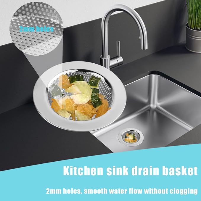 3 Pieces Kitchen Sink Stopper Strainer, 3 in 1 Kitchen Sink Basket Strainer