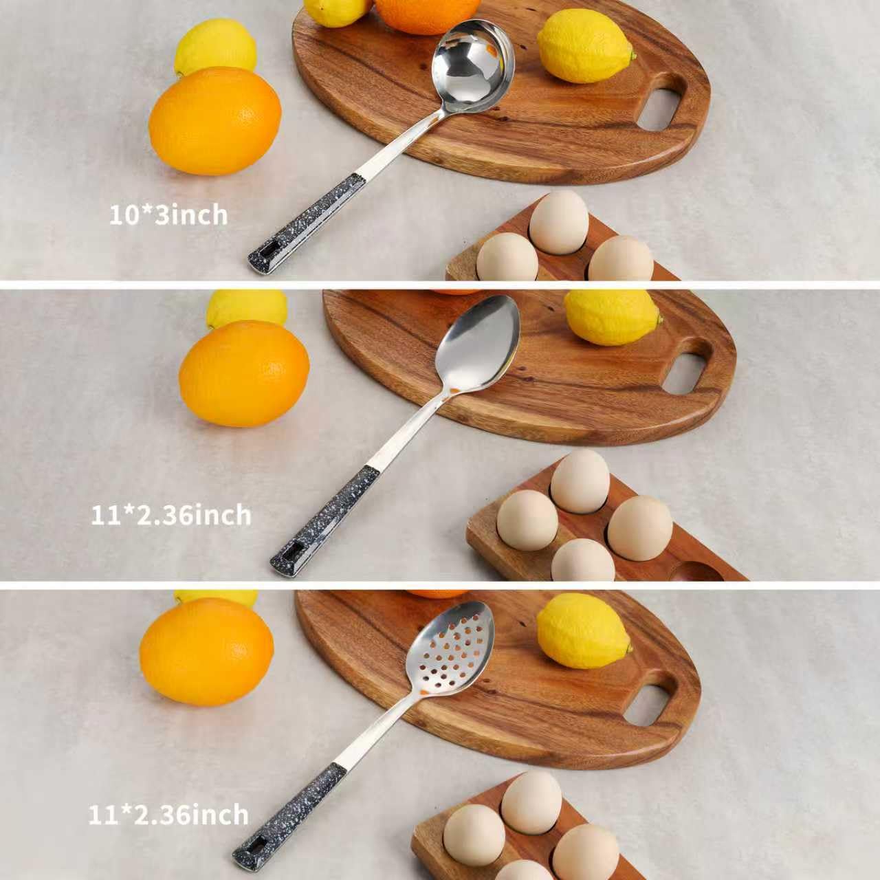 5-Piece Stainless Steel Serving Spoon Set, Large Serving Spoons with Ladle & Slotted Spoon, Metal Serving Spoons for Buffet, Soup, Rice, Commercial & Home Kitchen
