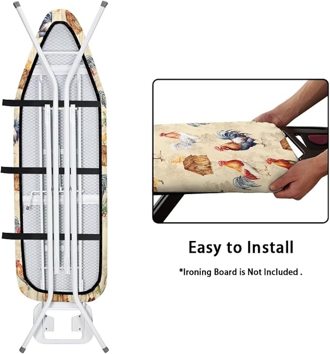 GLENLCWE Rooster Ironing Board Cover, 54x15 inches, Animal Print Ironing Board