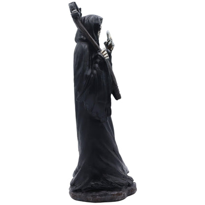 Candy Creations On Cloud 9 Grim Reaper Holding Up Middle Finger Statue, Death Halloween Gothic Figurine, Horror Home Decor