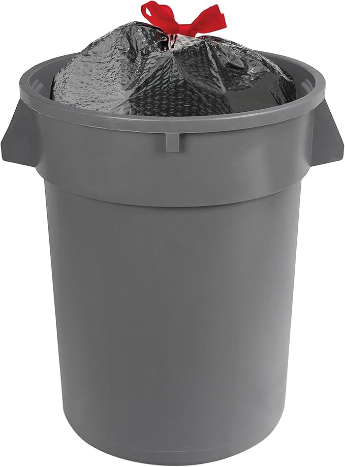 Amazon Basics Flextra Multipurpose Drawstring Trash Bags, 30 Gallon, Tear