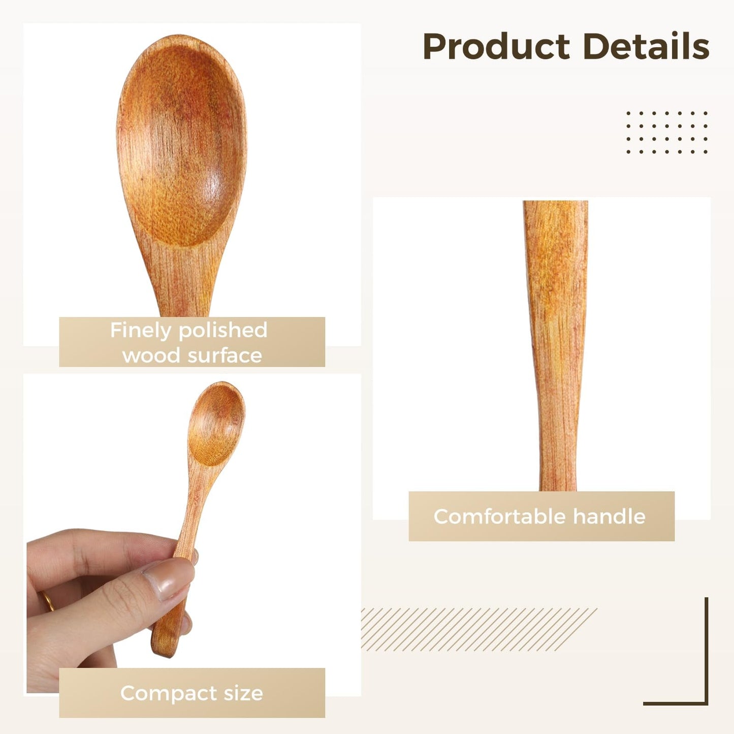 30 Pcs Small Wooden Spoons - 3.9" Tiny Small Mini Wood Spice Spoons for Cooking, Spice Serving Spoons for Salt, Honey, Sugar, Pepper, Tiny Teaspoons for Kitchen