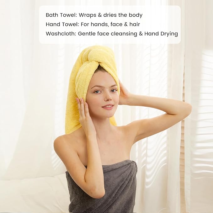 SEMAXE Bath Towel Set, 100% Cotton Bathroom Towels