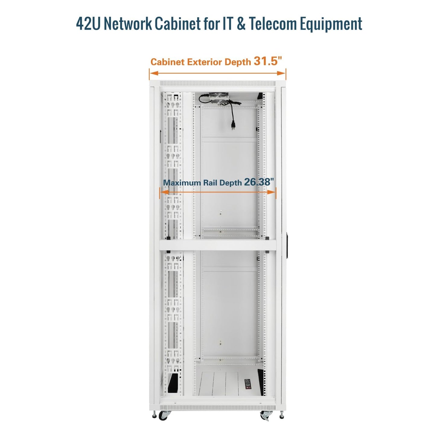 Tecmojo 42U Server Rack Network Cabinet 31.5" D x 23.6" W, Locking Data Cabinet Enclosure for 19" Server, Networking, AV & IT Equipment, Mesh Door, White