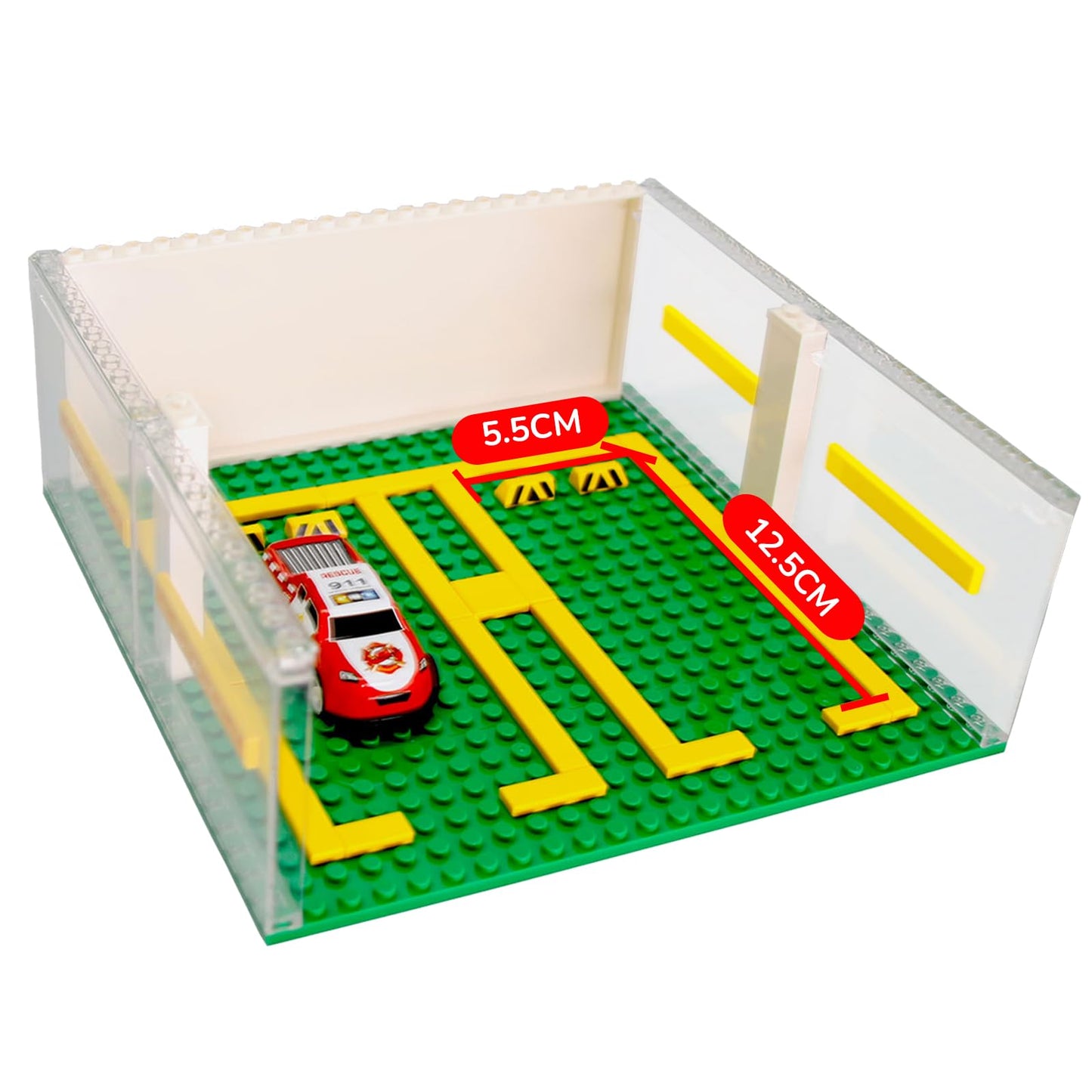 Cabeeskii Garage for Speed Champions Cars, Building Blocks Garage DIY 3-Layer Display Case Car Parking Garage, Carport Compatible with Building Blocks Sports Cars (Without Cars)