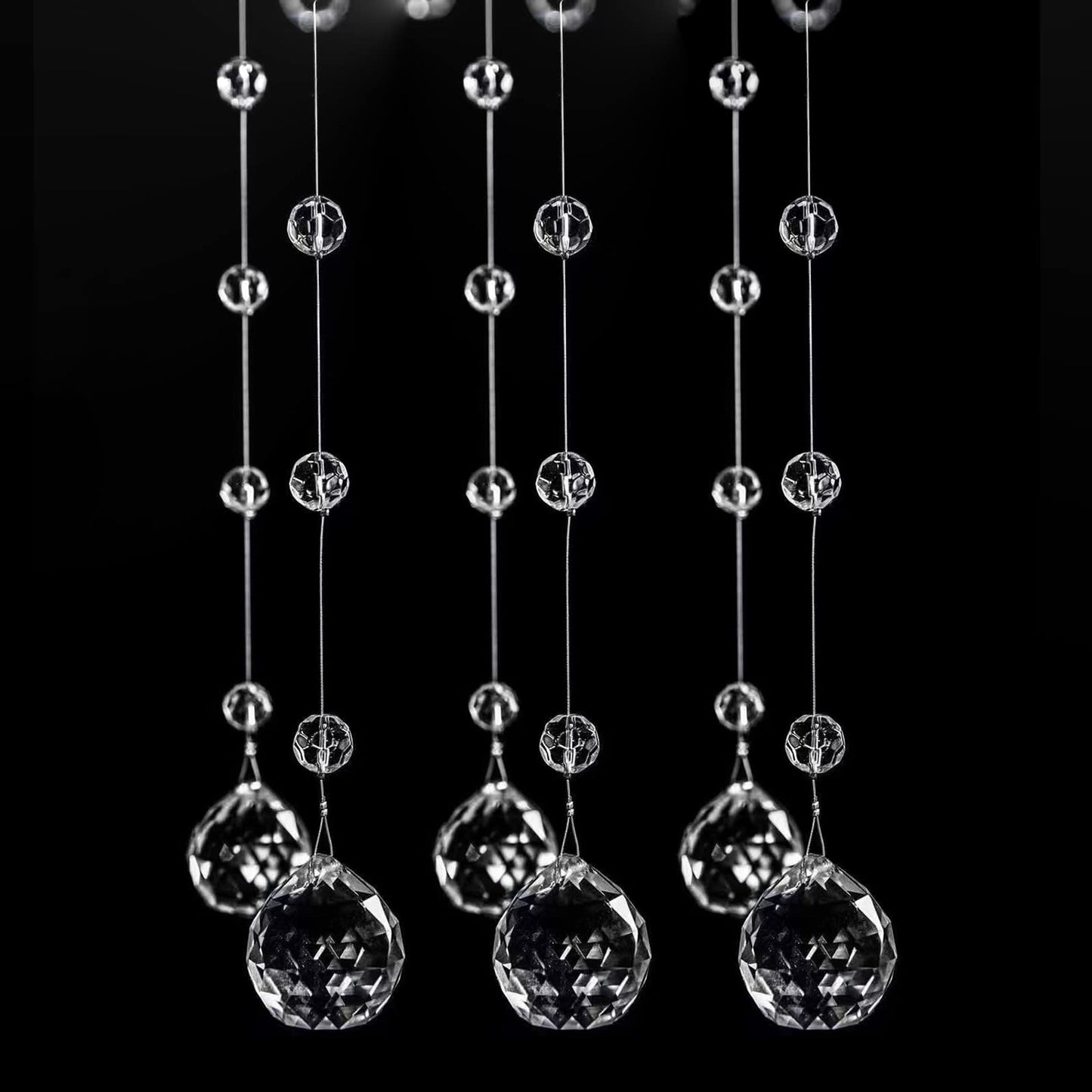 Bolo.ban Crystal Beaded String Clear Glass Beads Garland Strands Hanging Wedding Arch Decor Curtain Chandelier Christmas Tree Ornaments Door String Beaded Drapes Decoration Accessories(3.3 Feet 5pcs)