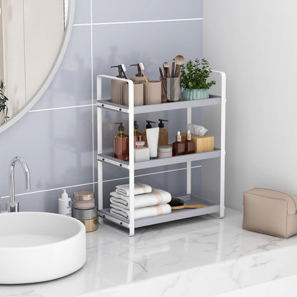 Bathroom Counter Organizer,Bathroom Countertop Organizer,Counter Shelf,Countertop Storage,Organization and Storage,Makeup Shelf,Sink Caddy(Brown 3 Tier)