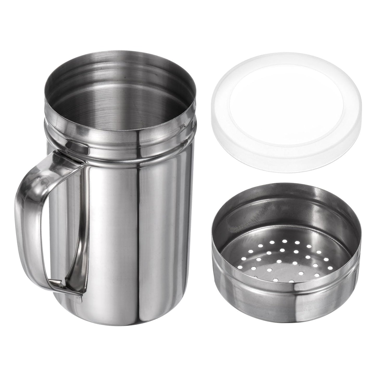 HARFINGTON Salt Dredge Shakers 14 Ounce Stainless Steel Seasonings Spice Shakers with Handle and Lid for Salt Sugar Flour