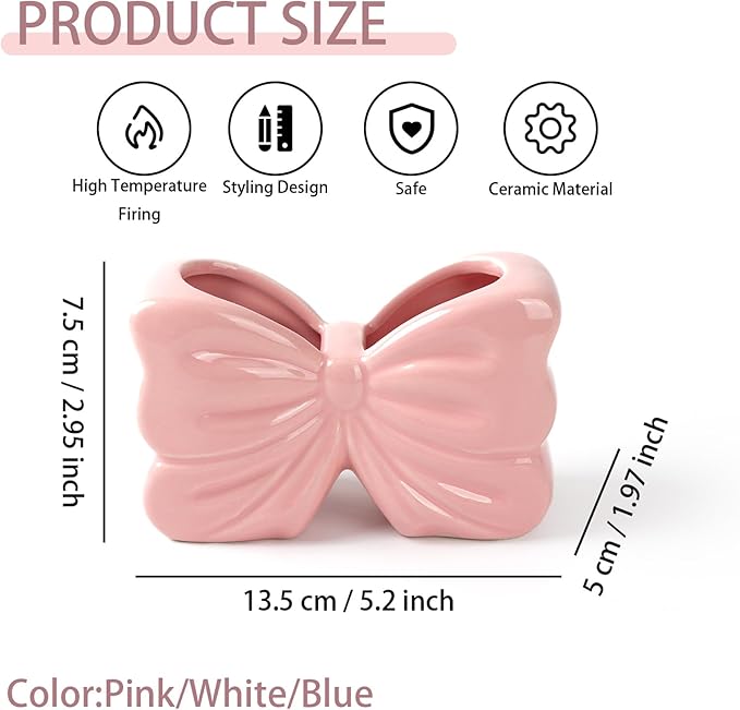 Bow Toothbrush Holder， 2-Slot Toothbrush and Toothpaste Holder Cute Toothbrush