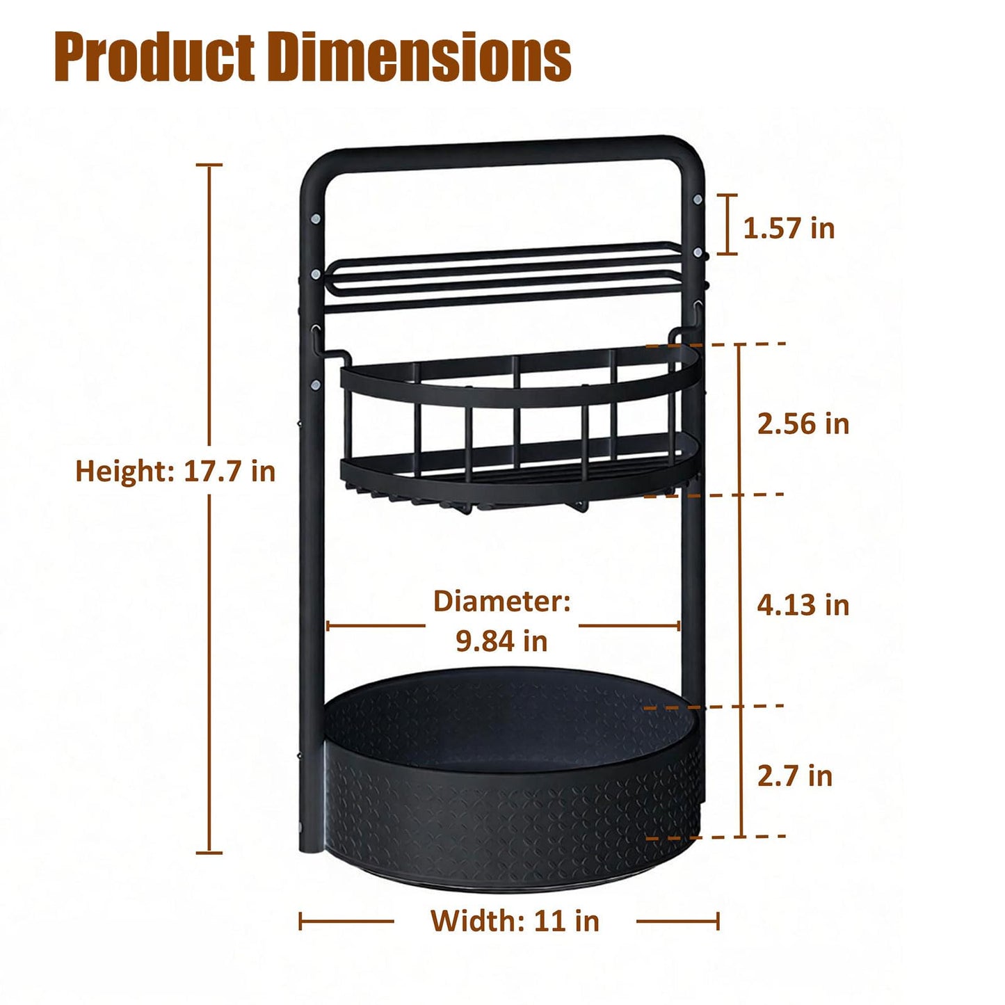 JEESA Rotating Spice Rack with Paper Towel Holder, Black