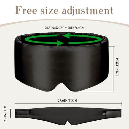 100% Mulberry Silk Sleep Mask Eye Mask for Women Man with Adjustable Band, for Side Sleeper Blackout Sleep Mask for Travel Rest and Office Large Size (Taupe)