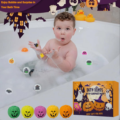 Spooky Bath Bombs for Kids with Surprise Inside, Bubble Bath Bomb with Halloween, Fruity Scents, Relaxing Aromas, Ideal Birthday Gift for Girls