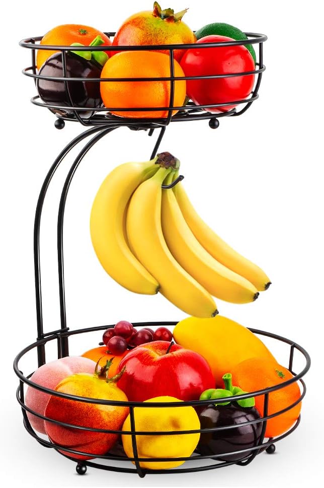 Auledio Iron 2-Tier Countertop Fruit Vegetables Basket Bowl Storage