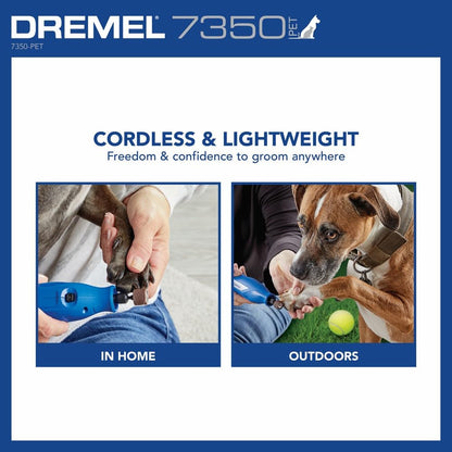 Bundle of Dremel 7350-PET 4V Pet & Dog Nail Grinder, Professional Pet Grooming Kit - Works on Large, Medium, Small Dogs & Cats + 416HP - Diamond Coated Rotary Nail Grinder Bit