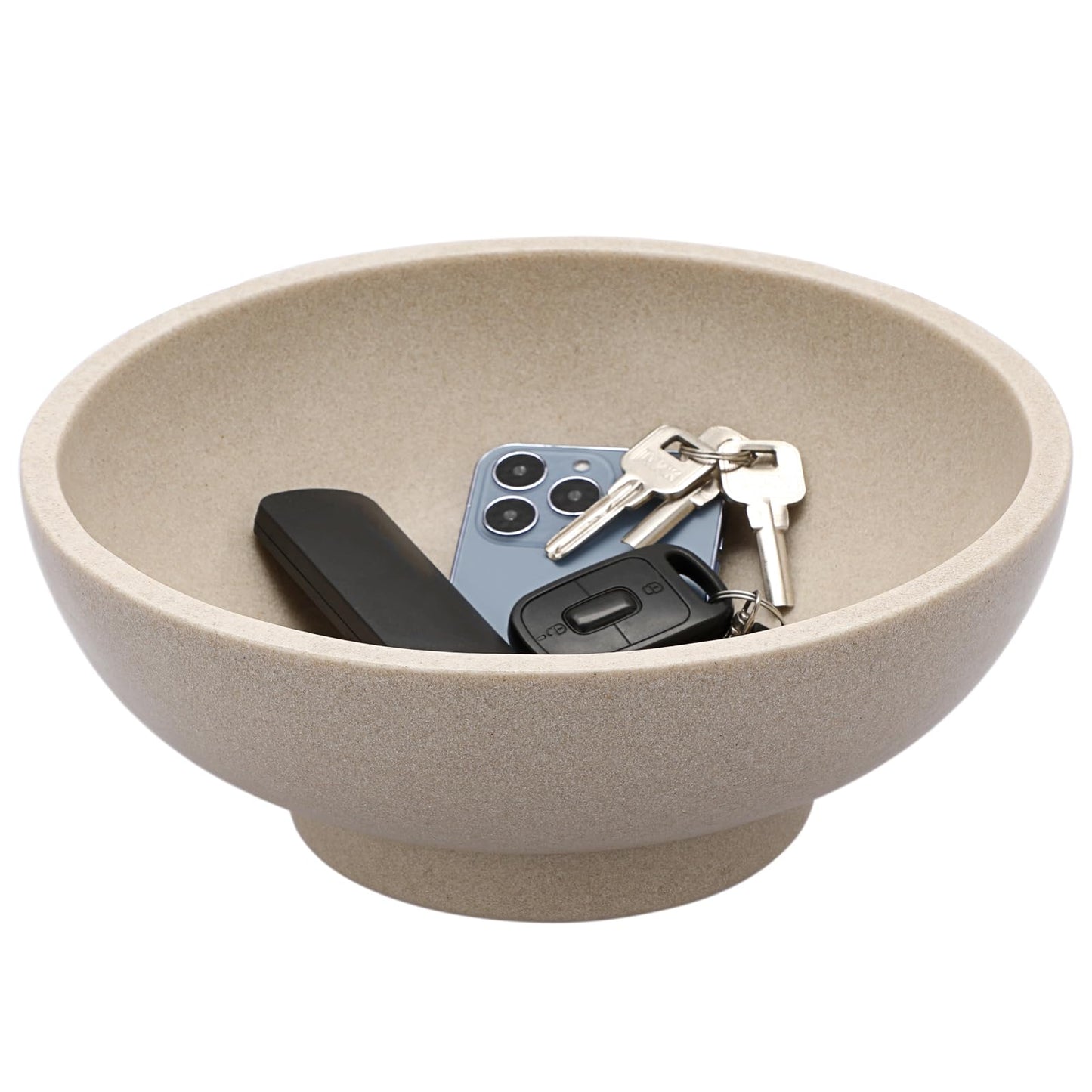 GUSHBIN Key Bowls for Entryway Table 10.6" Large Decorative Bowl Fruit Bowl Modern Key Holder Bowls Pedestal Bowl for Kitchen Counter Home Decor, Beige