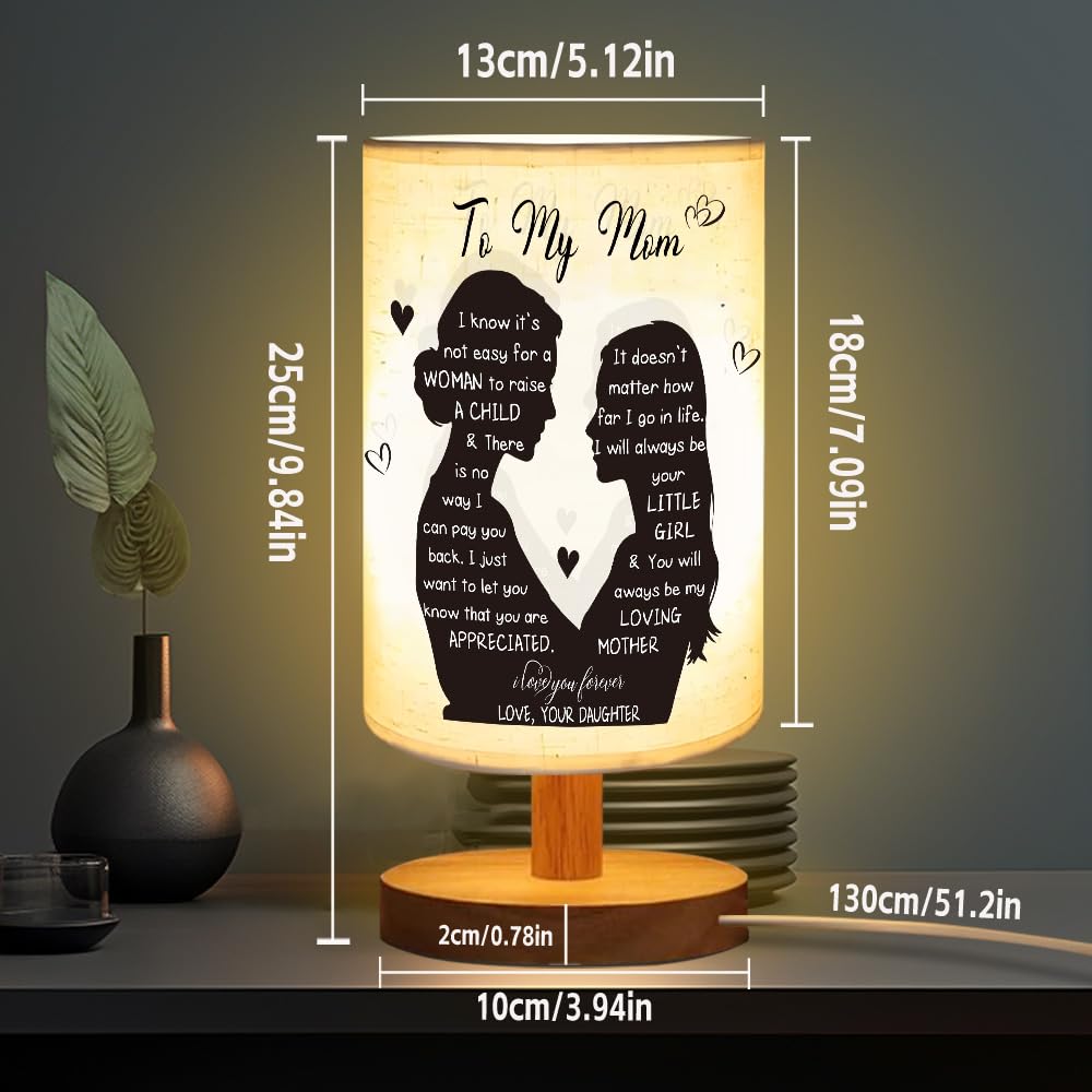 ZuEiiDop Mom Table Lamp Gifts from Daughter Mothers Day Birthday Gifts for Single Moms Mothers Mommy Christmas Valentines Easter Thank You Love You Mom Lamp Bedside Nightstand Light Bedroom Home Decor