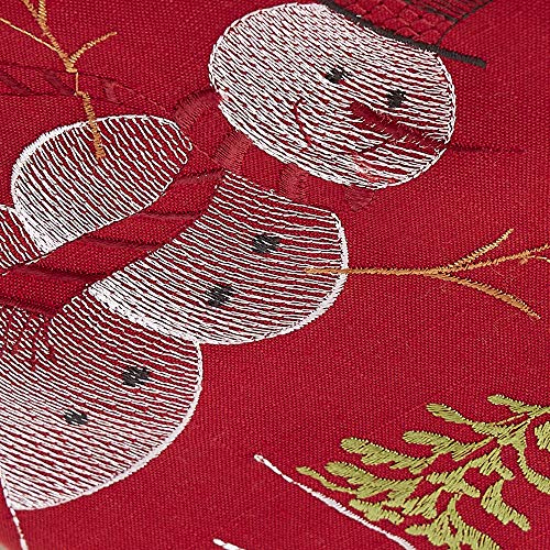 DII Embroidered Holiday Table Décor Collection Christmas Kitchen, Snowman Table Runner, 14x70, Red