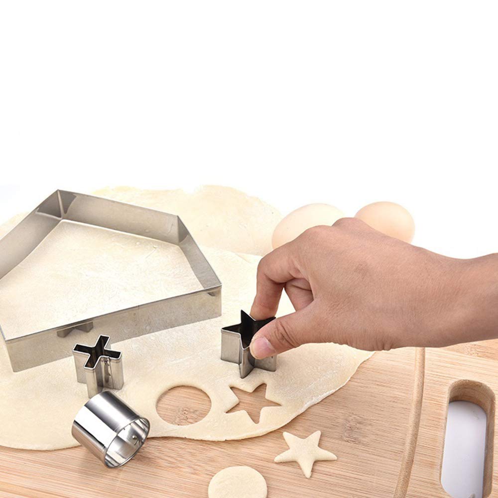 Gingerbread House Cookie Cutters, Christmas House Cookie Cutter Gingerbread Cookie Cutter Kit Set for Adult, 3D Stainless Steel Chocolate Cake Biscuit Pastry Baking Mold DIY Tool for Holiday Gift