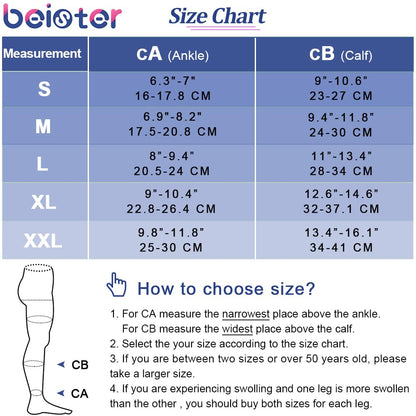 Beister Medical Open Toe Knee High Calf Compression Socks for Women & Men, Firm 20-30 mmHg Graduated Support Hosiery for Varicose Veins, Edema, Flight, Pregnancy （A Pair）
