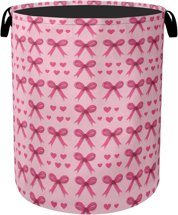 Pink Bow Laundry Hamper