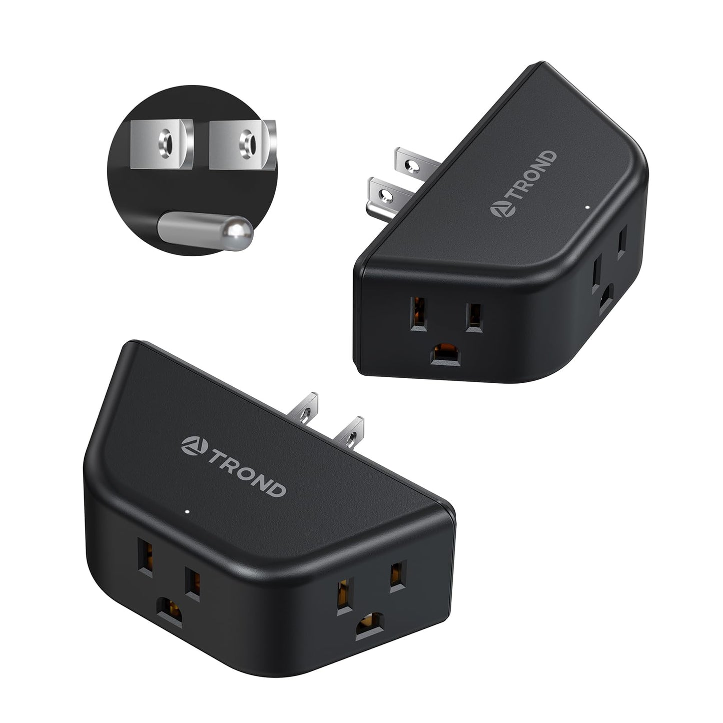 TROND Multi Plug Outlet Extender 2 Pack - Electrical Wall Splitter, 3 Way Angled Wall Outlet Adapter, Cruise Essentials, Small Multiple Plug Expander for Cruise Ship Home Office Dorm Room, White