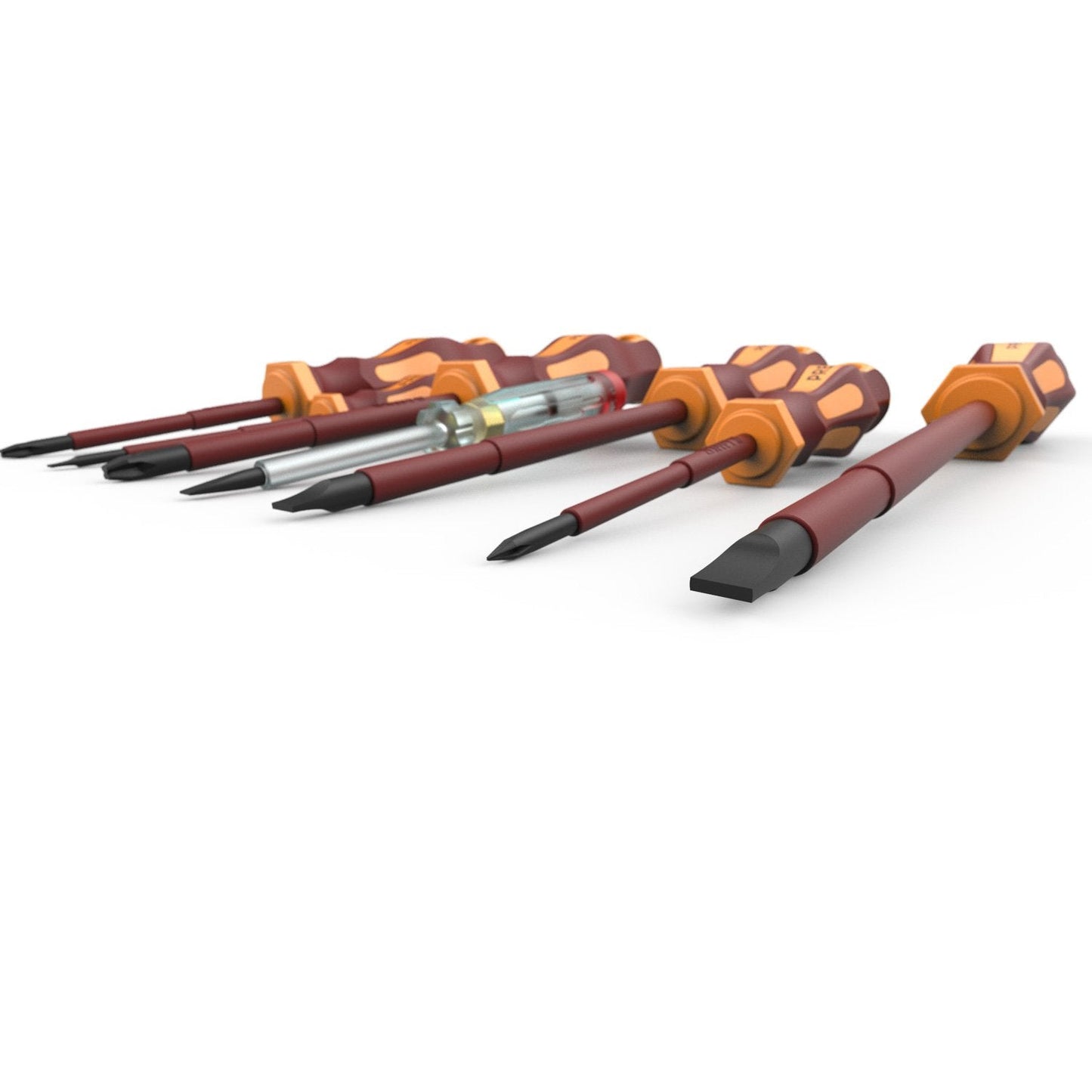 Presch Insulated Screwdriver Sets 7pcs. - VDE Screwdriver Set 1000V with Voltage Tester and Wall Bracket for Electricians