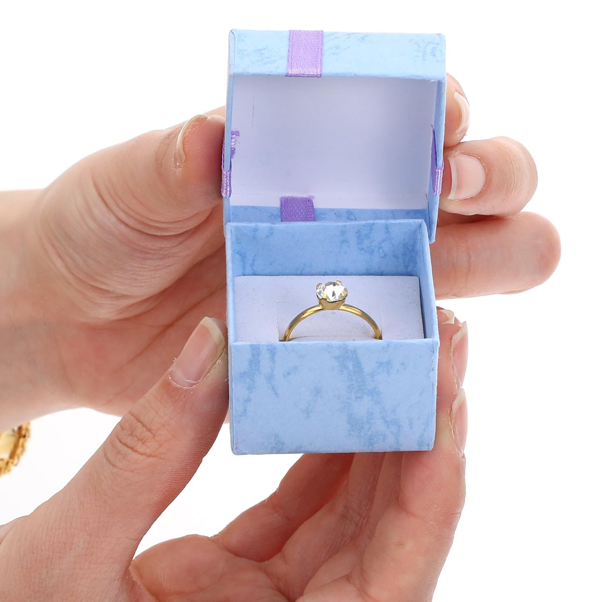 Ubamdom 48 Pcs Jewelry Gift Boxes 1.6 x 1.6 In Jewelry Box Gift Cases Cotton Filled Cardboard Paper Box Bracelets Bangle Necklace Gift Case with Ribbon Bow for Valentine’s Moments, 6 Colors