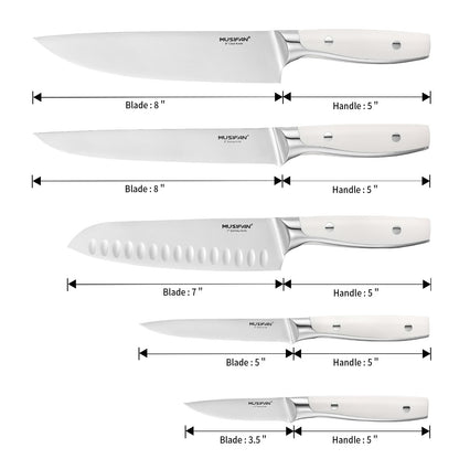 Musifan 5-Piece Chef Knife Set, Professional Ultra Sharp Kitchen Knives For Cooking High Carbon Stainless Steel, With Ergonomic Handle Design (five)
