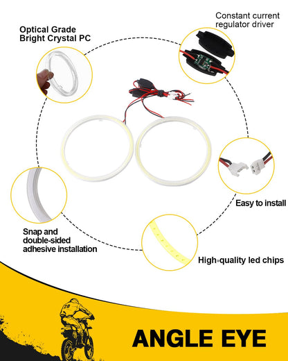 Qasim 1-Pair White 120MM 93SMD COB LED Halo Ring Angel Eyes Led Headlight Warning Light with lampshade Cover 12V 24V