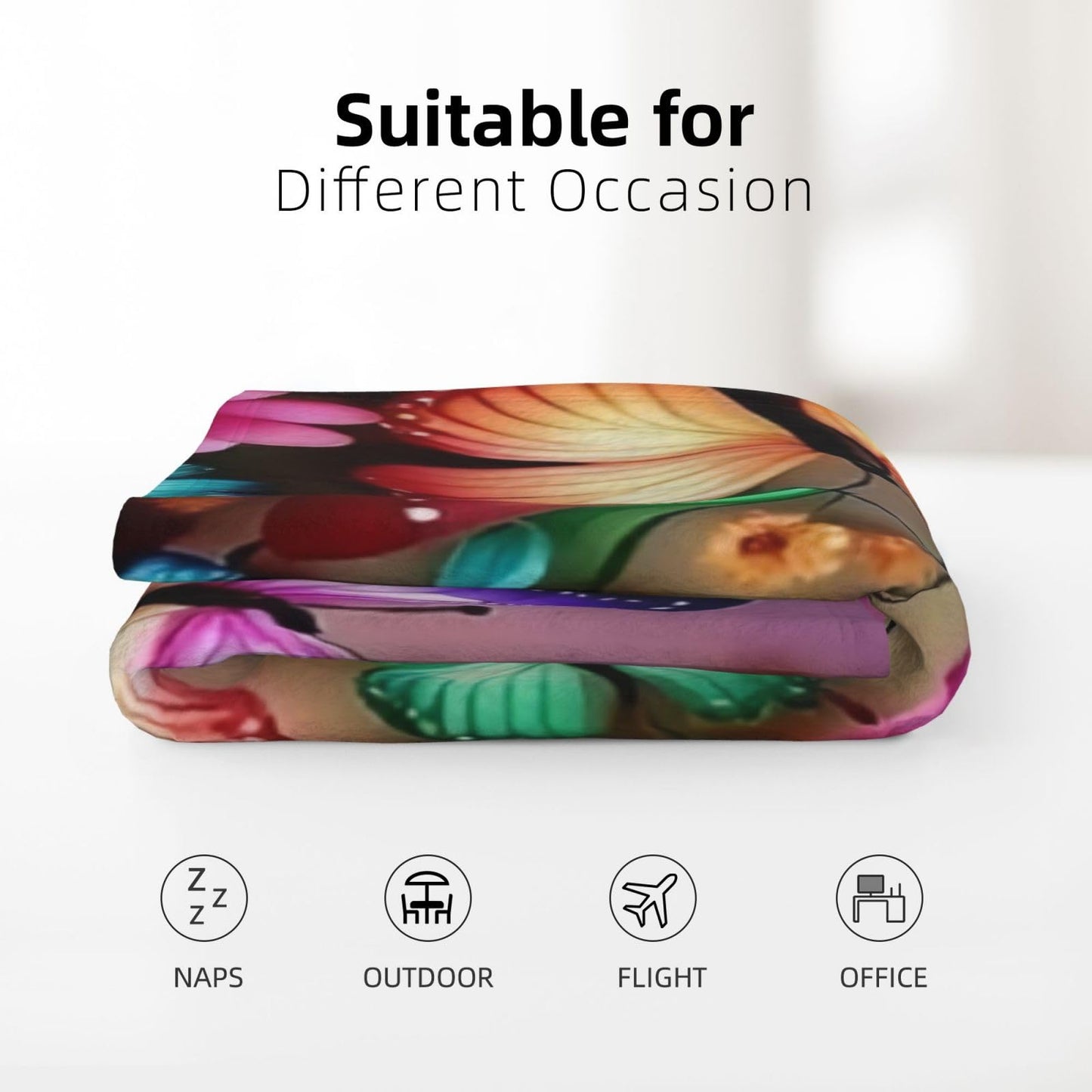 Ultra Soft Cute Butterfly Decor Butterfly Blanket Flannel Throw Blanket Bedding Suitable for Travel Camping Living Room Sofa Bedroom Decoration Gifts (Style-5, 50inx40in)