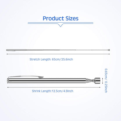 12 Pieces Telescoping Magnet Pickup Tools in 2 Lb Magnetic Stick Gadget with Pocket Clip Magnet Tool to Retrieve Screws Nuts Pins for Men Birthday, Father's Day, Valentine
