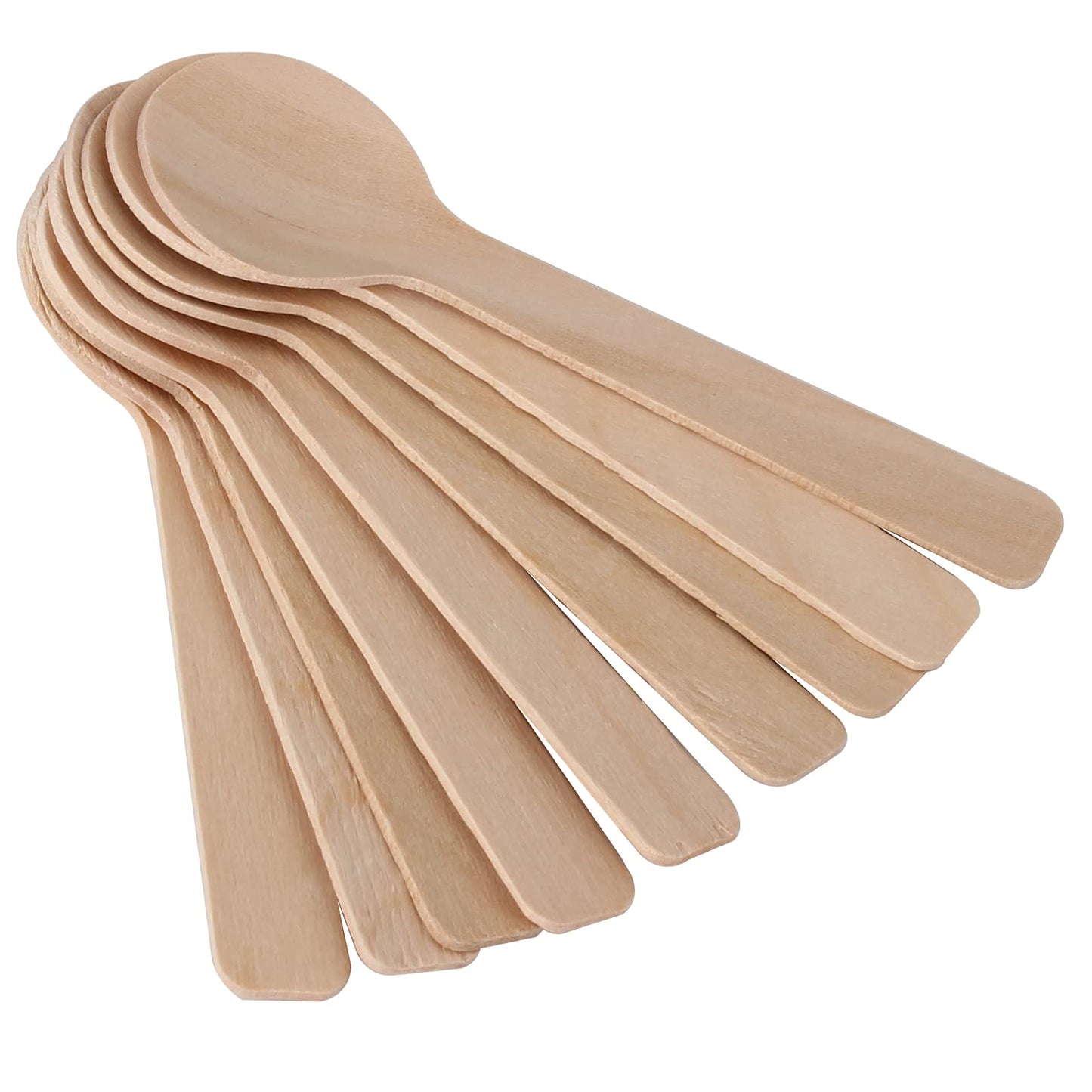 HAZOULEN 200 Pcs 4-inch Mini Wooden Spoons, Disposable Eco Friendly Sugar Salt Scrub Spoons, Biodegradable Ice Cream Dessert Spoons