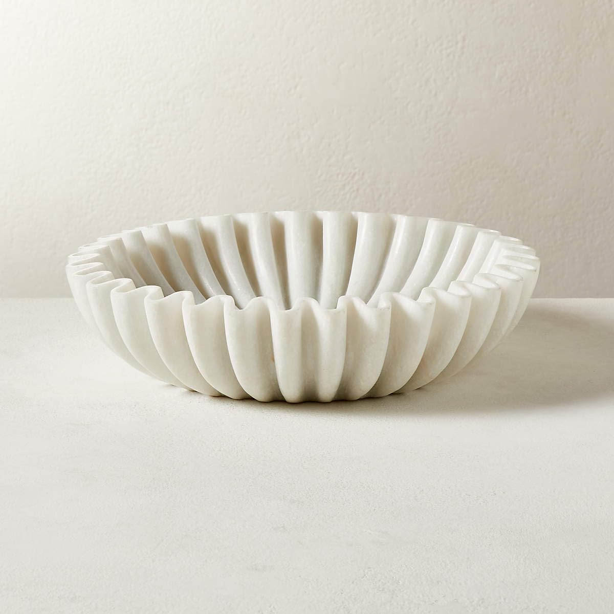 LE HOME DECOR Ruffle Marble Scalloped Bowl 6 inches, White Wavy Bowl, Handmade Fluted Dish, Marble Ruffle Centerpiece, Stone Jewellery Display