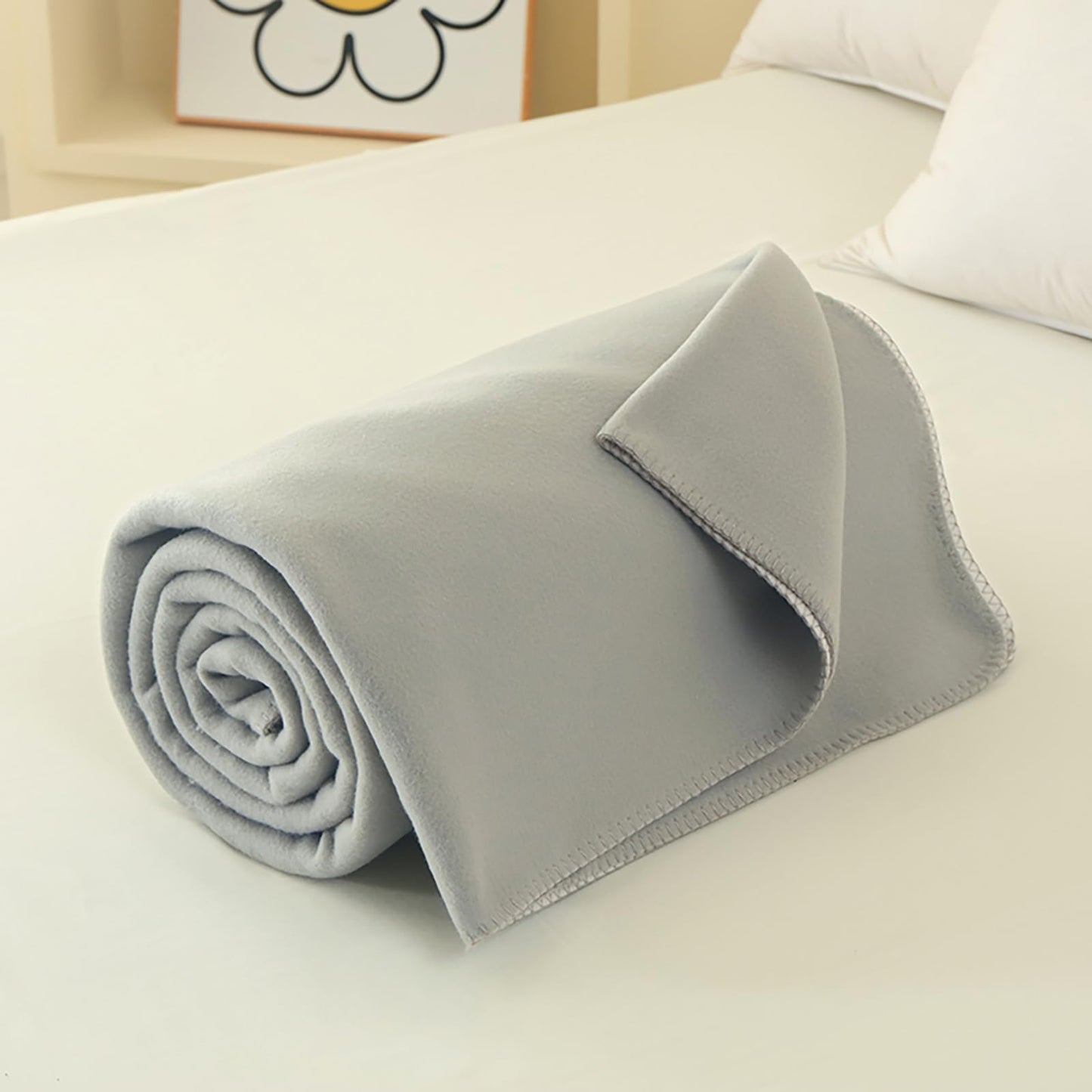 DCSKY Double Sided Cashmere Blanket, Throw Blanket for Couch, Home Decoration Bed Blanket (Grey/White 60''x80'')
