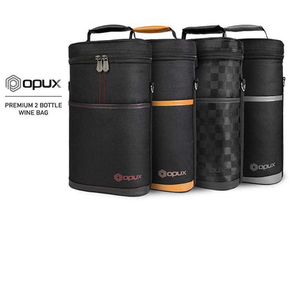 opux 2 Bottle Wine Carrier Tote, Insulated Leakproof Wine Cooler Bag, Wine Travel Bag Tote for Picnic BYOB Beach, Portable Wine Bottle Carrying Case, Gift for Wine Lover Women Men Christmas, Black