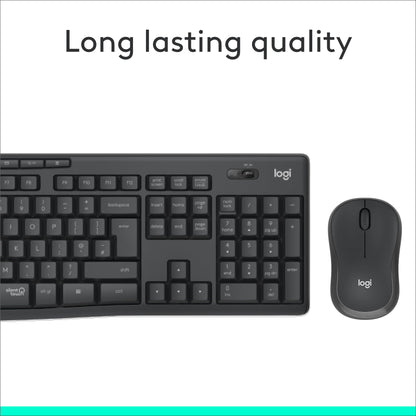 Logitech MK295 Silent Wireless Mouse & Keyboard Combo with SilentTouch Technology, Full Numpad, Advanced Optical Tracking, Lag-Free Wireless, 90% Less Noise, QWERTY UK English Layout - Black