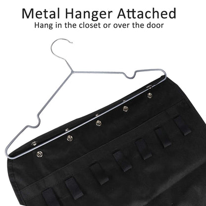 Forypretty Hanging Jewelry Organizer, Double-Sided 80 Pockets (40 Front + 40 Back), Closet & Hook Jewelry Storage, for Earrings, Necklaces, Bracelets, Rings & Pendants, Black
